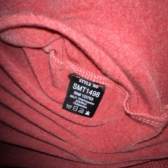 POL Red Henley Long Sleeve Wool Blend Shirt SZ M​​ - Picture 5 of 6